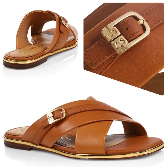 Tory Burch Shoes - Tory Burch Delaney Crisscross Flat Slide Sandals
